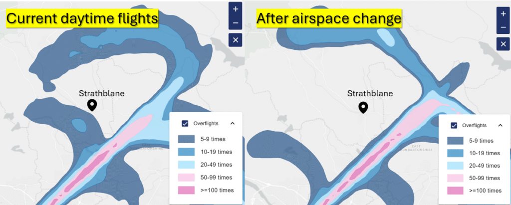 Before and after airspace change